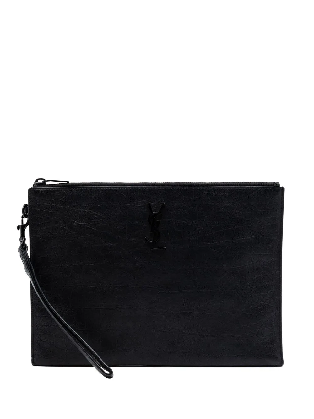 2021 Croc Embossed Leather Monogram Zip Pouch Clutch Bag