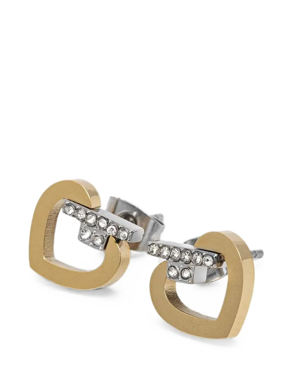 Crystal-Embellished Heart Earrings