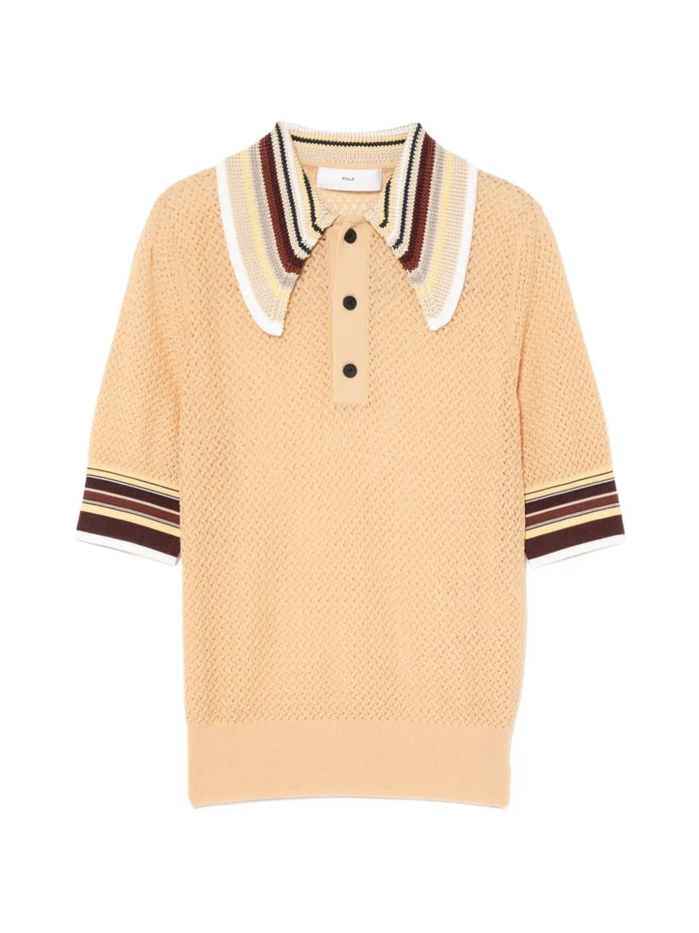 Lace-Knitted Polo Top