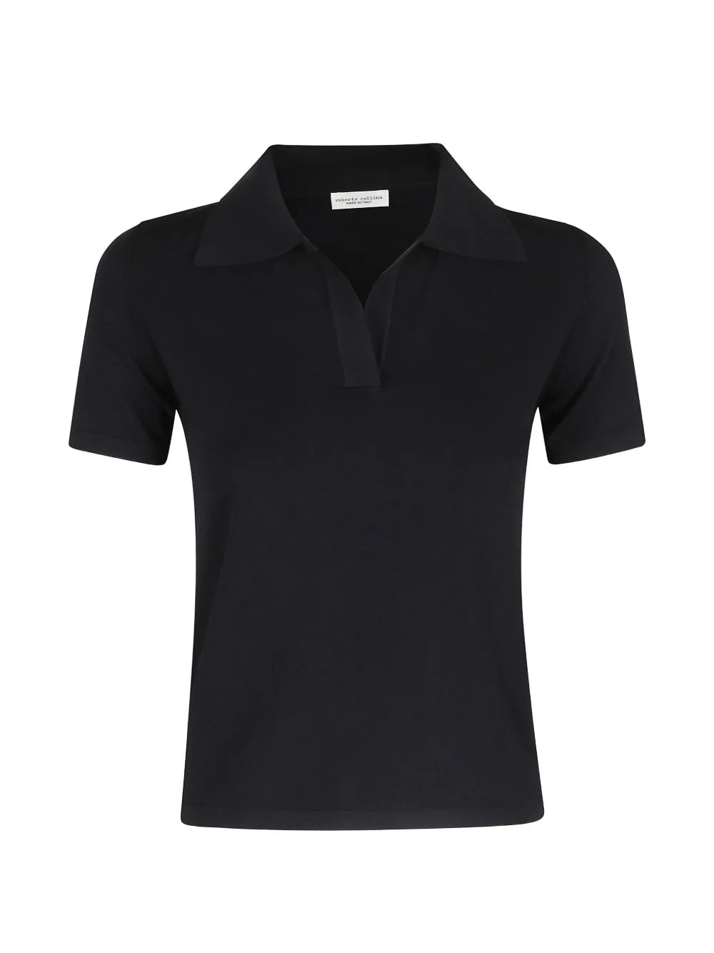 Fine-Knit V-Neck Polo T-Shirt