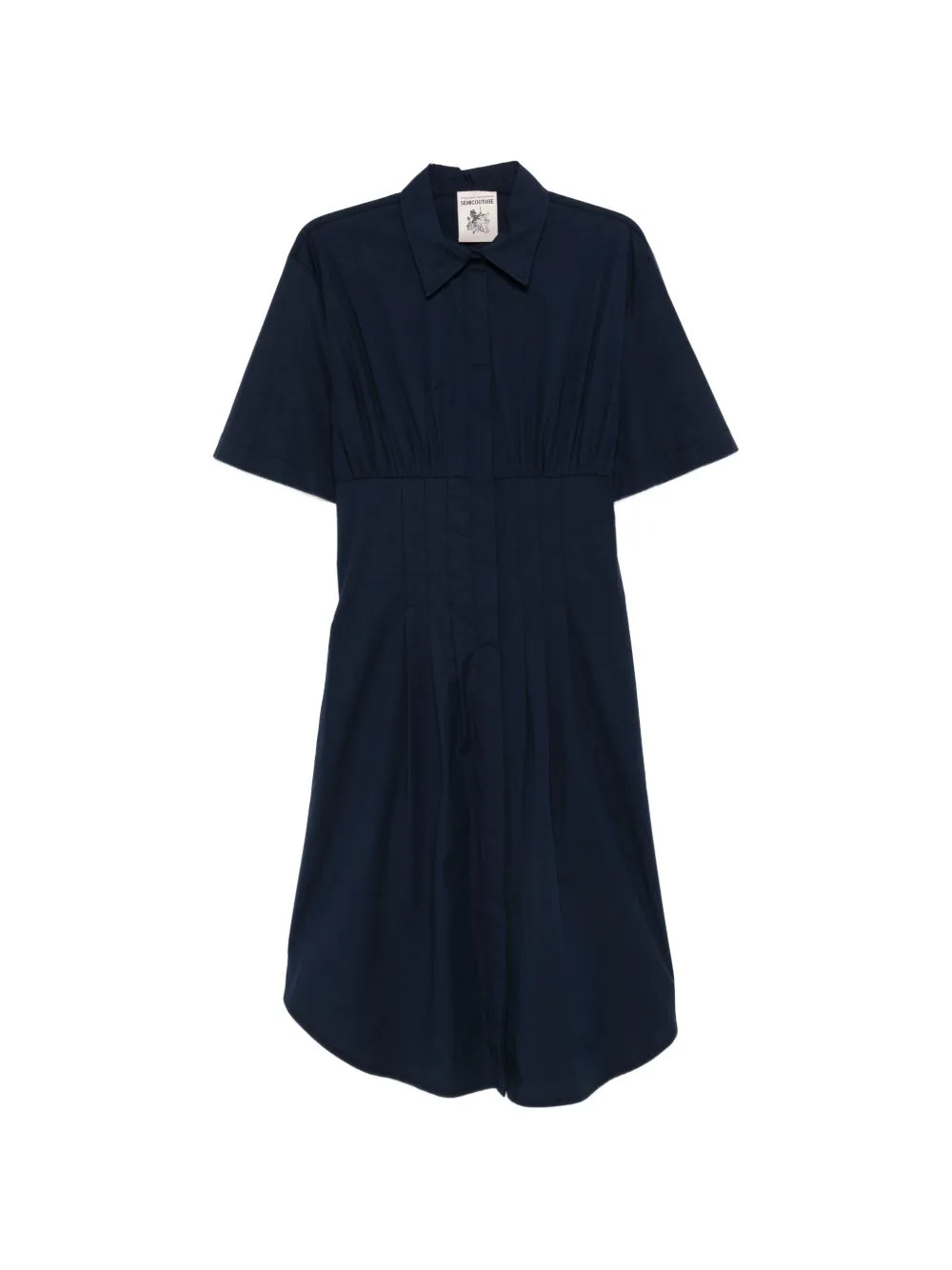 Sandra Collared Short-Sleeve Midi Dress