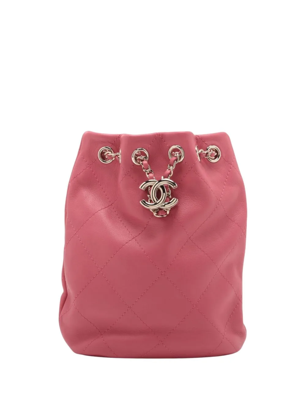 2021-2026 CC Quilted Lambskin Chain Drawstring Backpack