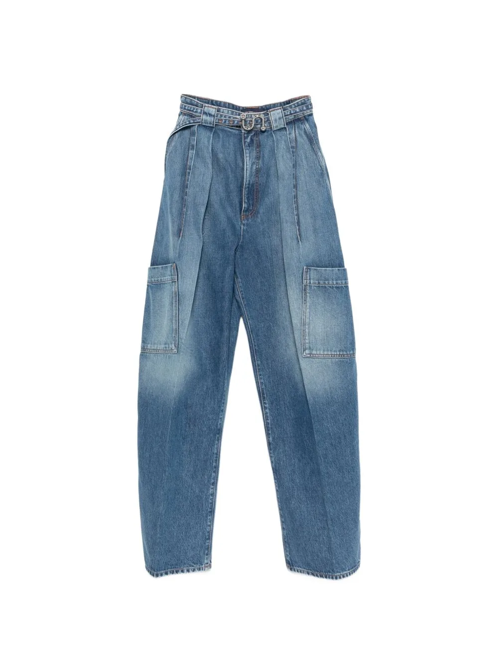 Pleated-Detail Cargo Jeans