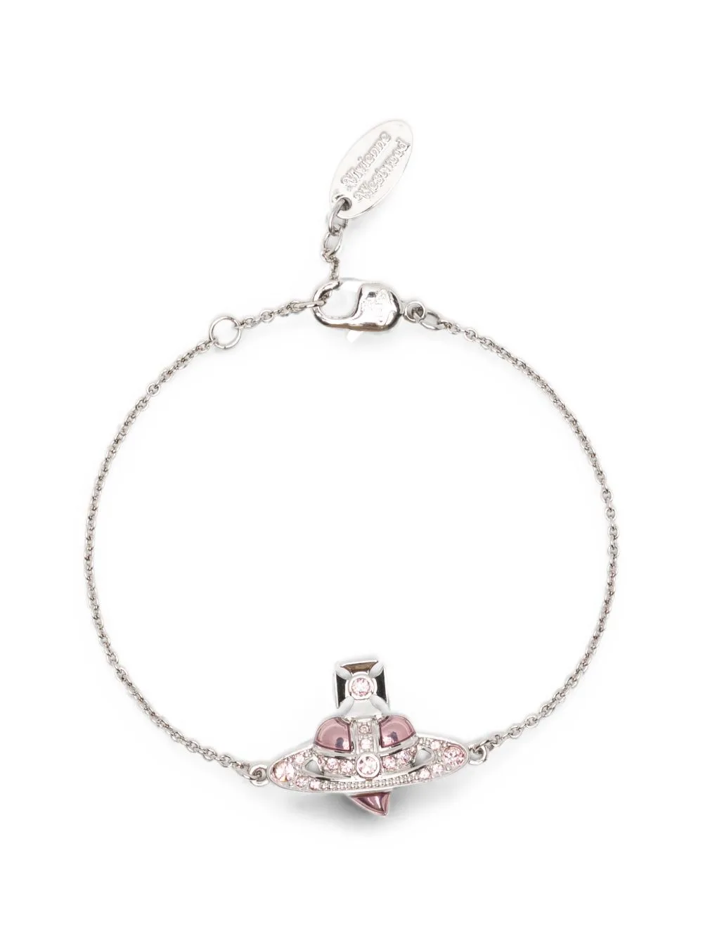 Diamante Heart Orb-Plaque Bracelet
