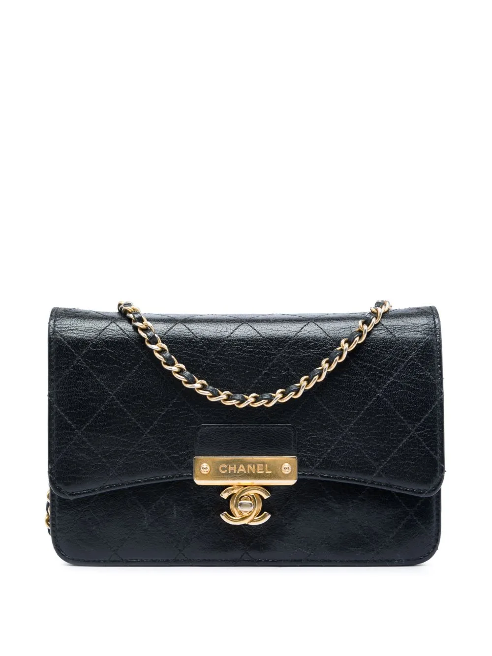 2018-2019 Stitched Goatskin Golden CC Wallet on Chain Crossbody Bag