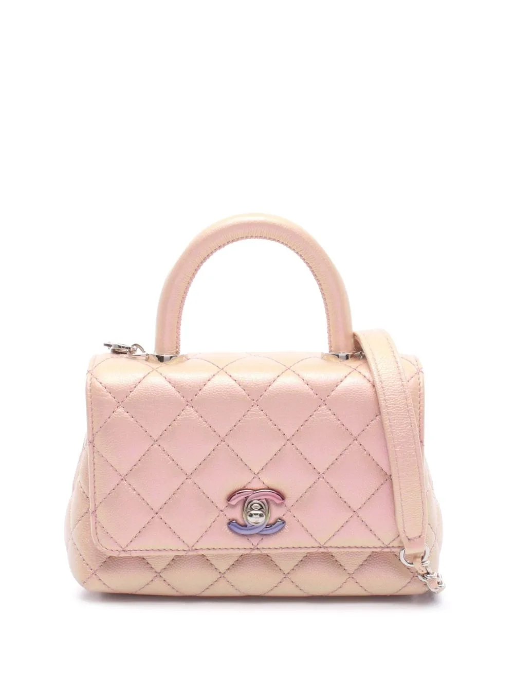 2021-2026 Extra Mini Iridescent Caviar Coco Top Handle Bag Satchel