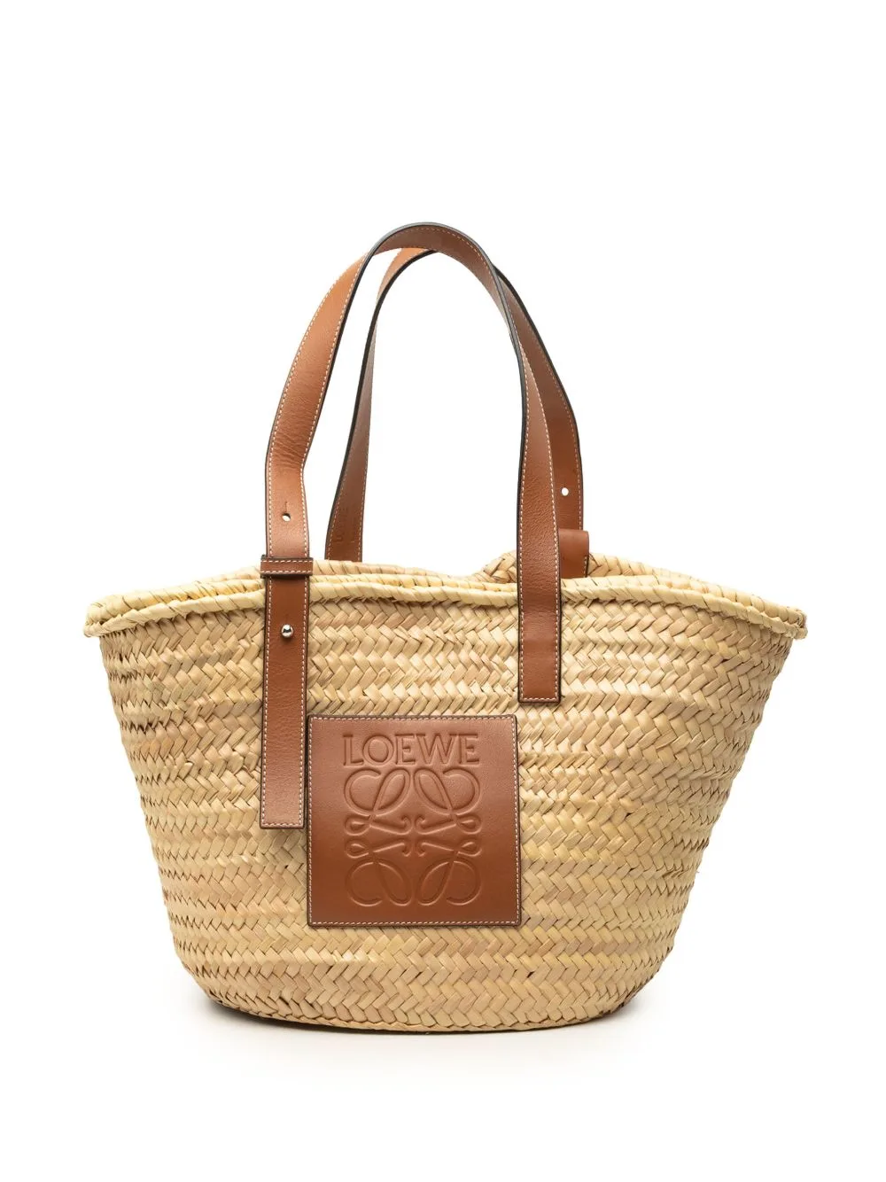 2018 Medium Raffia Anagram Basket Tote Bag