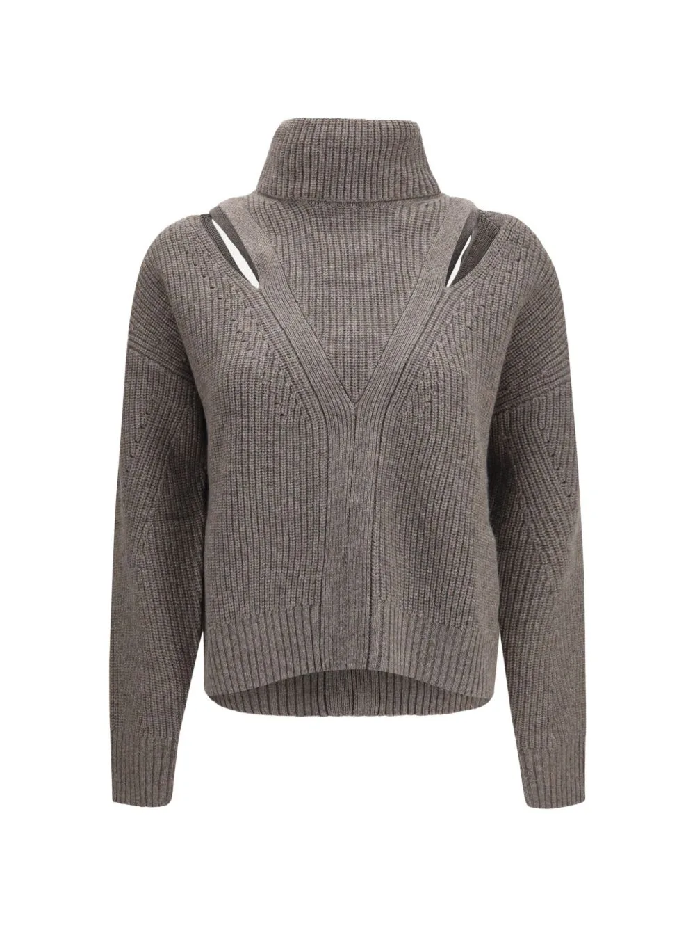 Perforated High-Neck Sweater