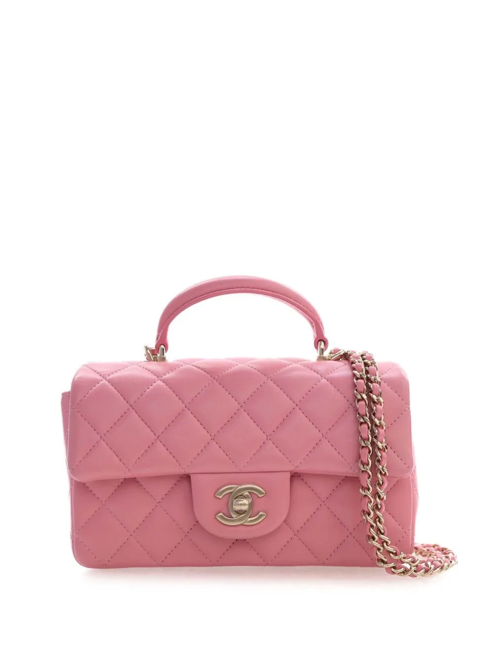 2021-2026 Mini Rectangular Classic Lambskin Top Handle Flap Satchel