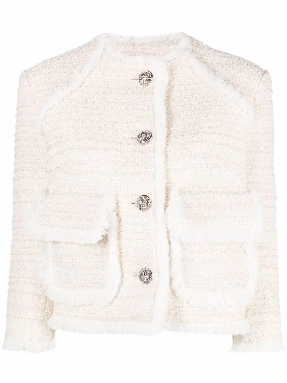 Embroidered Bouclé Cropped Blazer