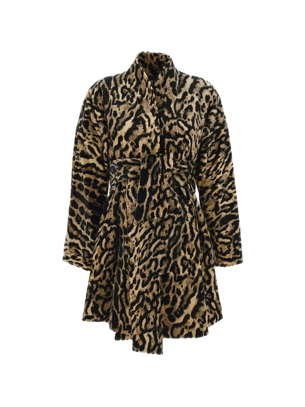 Leopard-Print Belted Coat