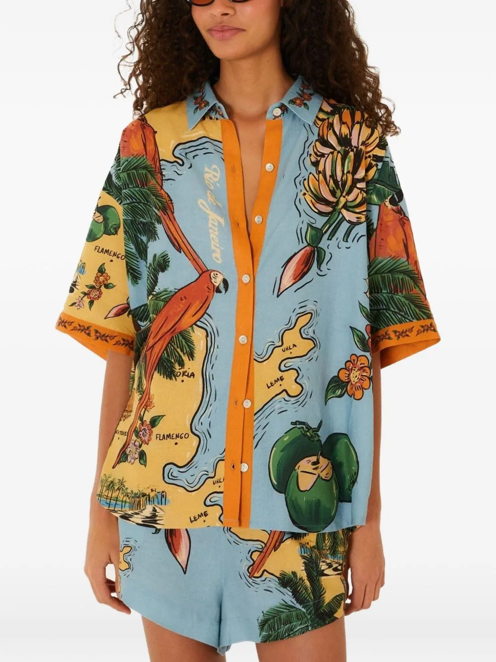 Multicolor Beaches Path Buttoned Shirt