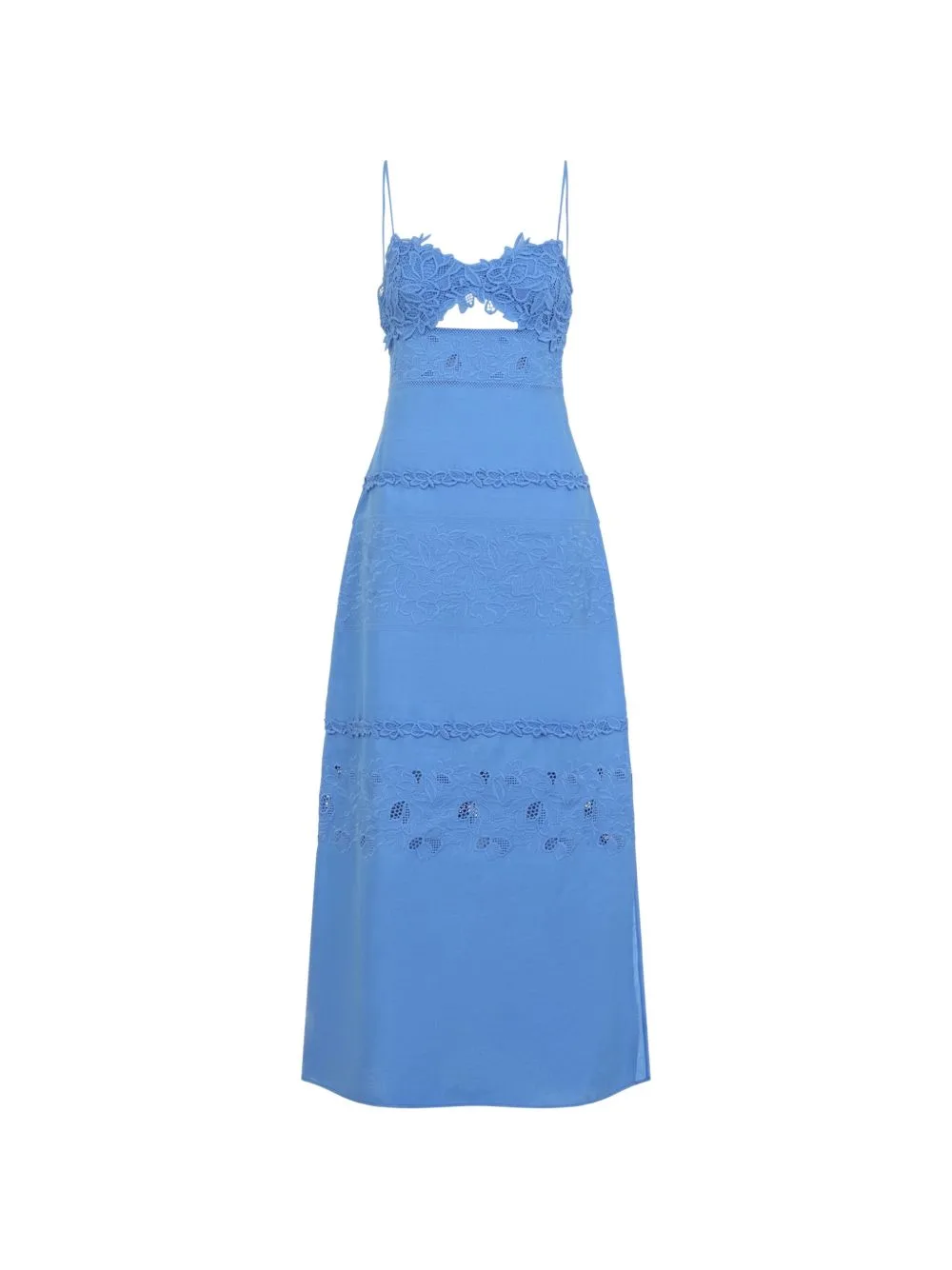 Lace-Trimmed Cut-Out Midi Dress