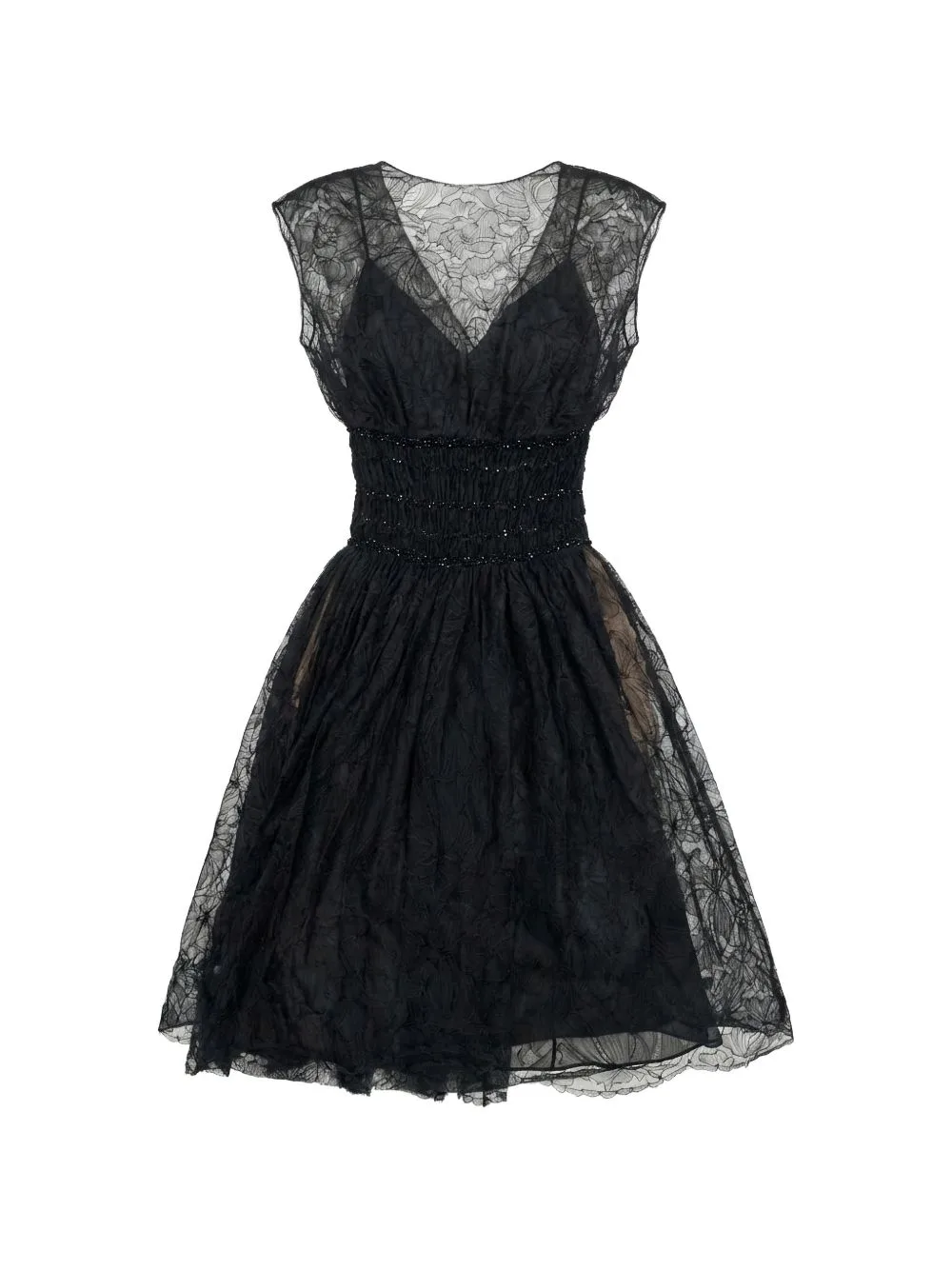 Lace-Overlay Sequin-Embellished Mini Dress