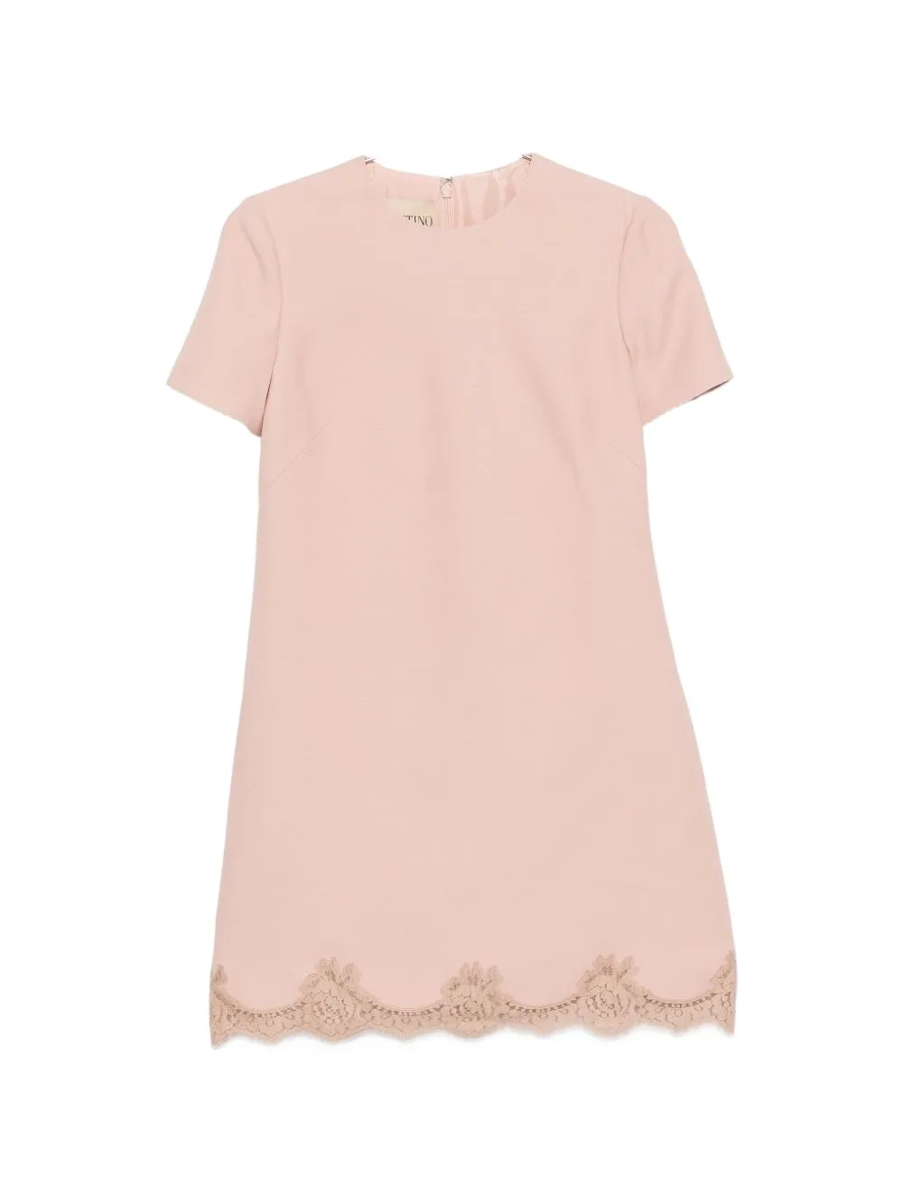 Crew Neck Lace-Trim Mini Dress