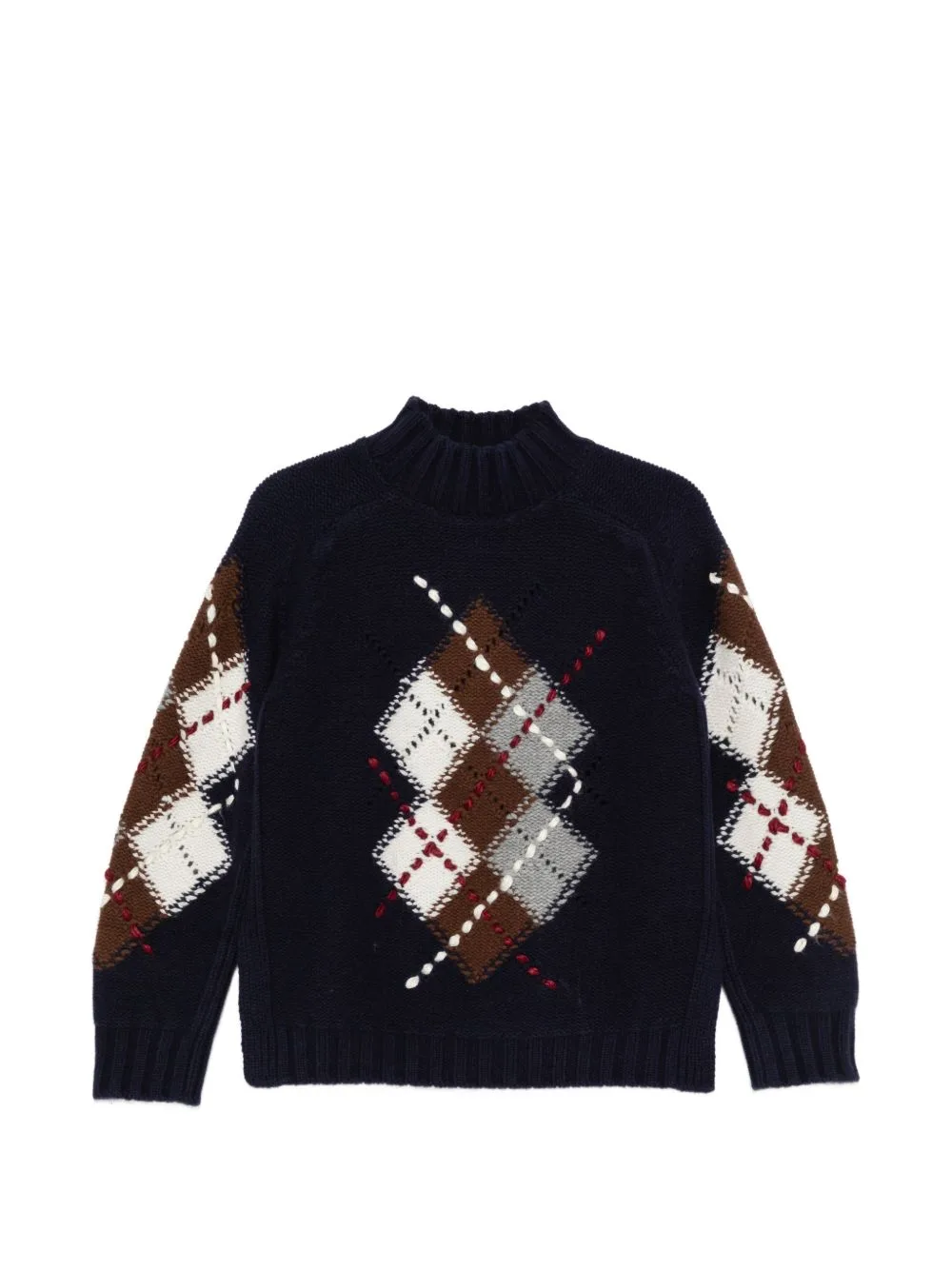 Argyle-Knit High-Neck Knit