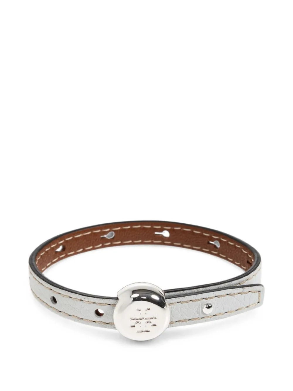 Logo-Plaque Buckled Leather Bracelet