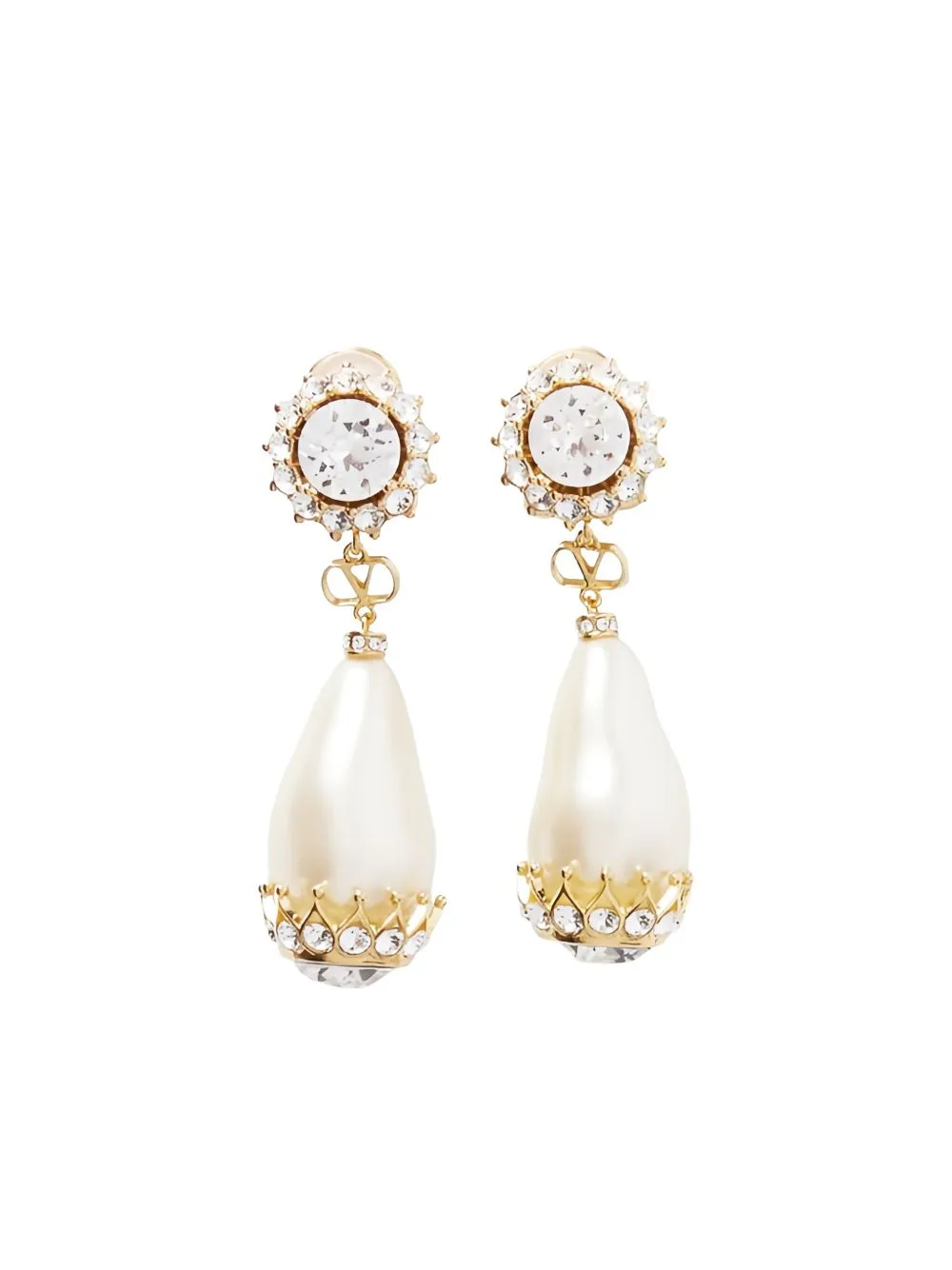 VLogo Signature Crystal-Embellished Pearl Earrings