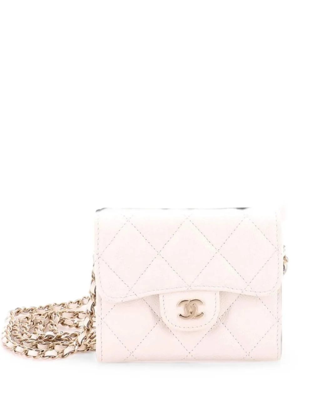 Classic Flap Card Holder on Chain Quilted Caviar Mini Clutch Bag