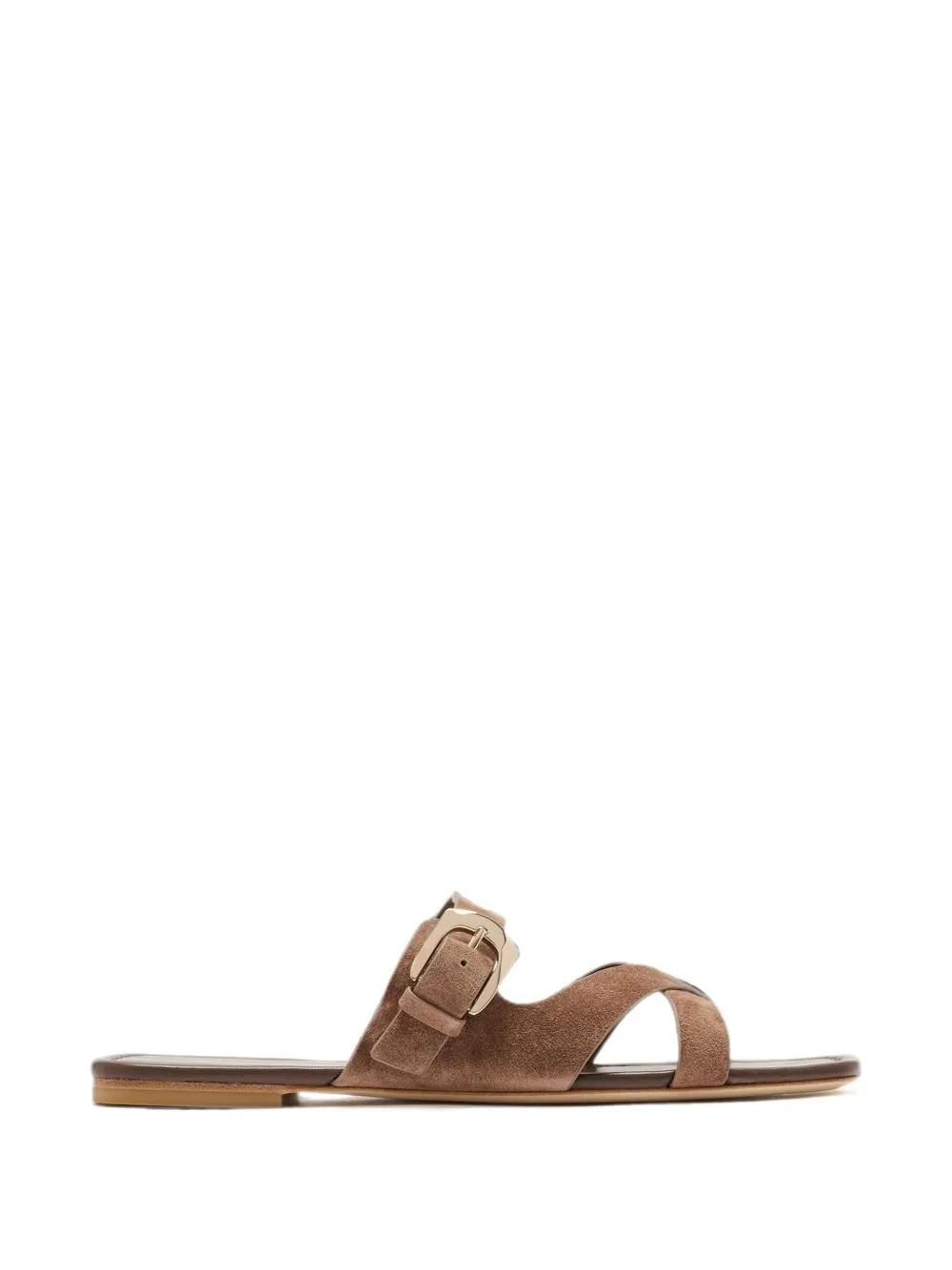 Buckle-Fastening Crossover Sandals