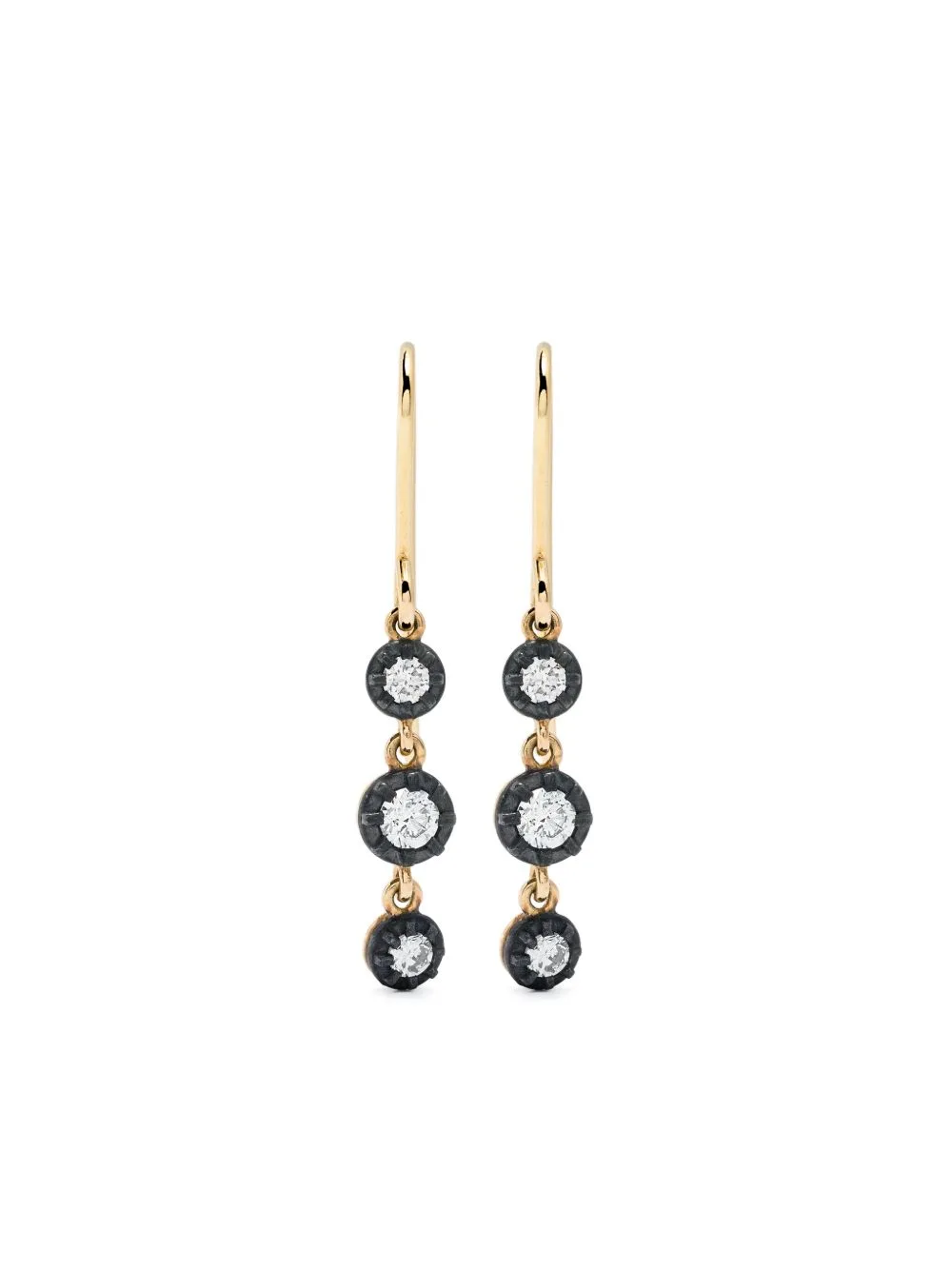 18kt Yellow Gold Diamond Hook Earrings