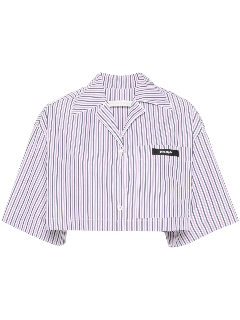 Logo-Tag Cropped Striped Shirt