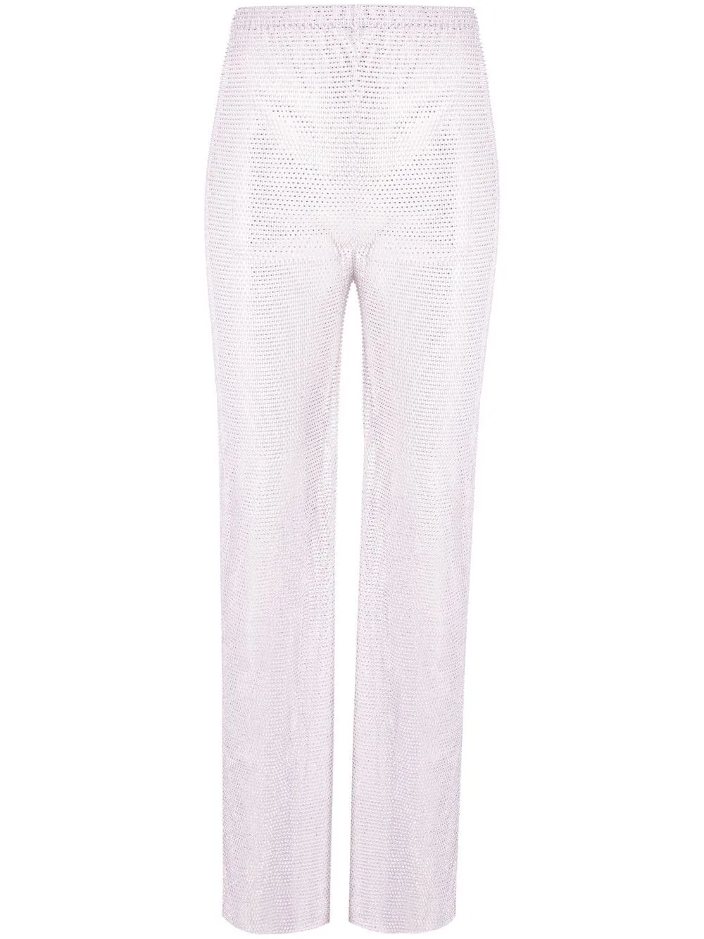 Rhinestone-Embellished Flared Trousers