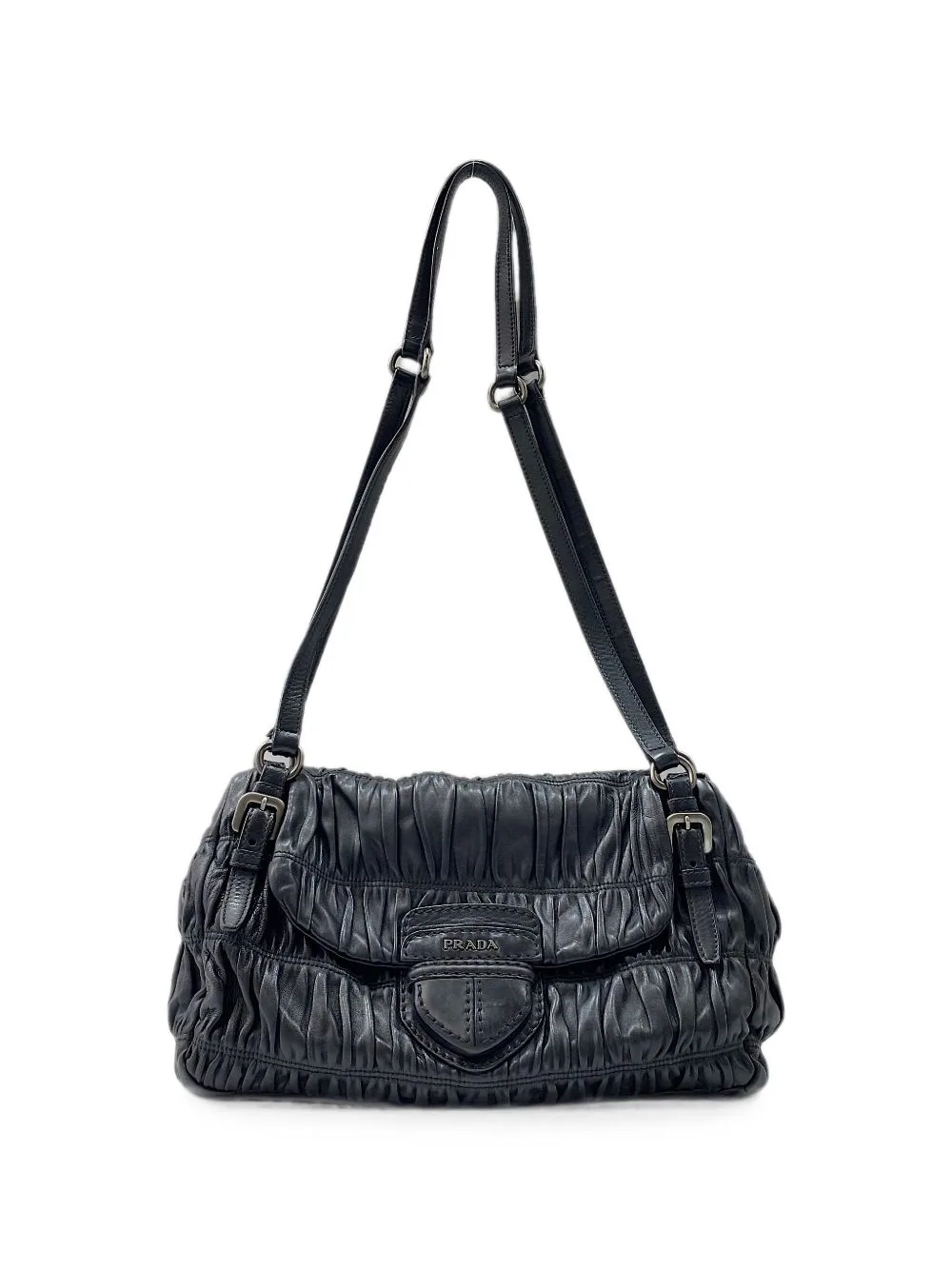 2000-2010 Ruched Leather Tote Bag