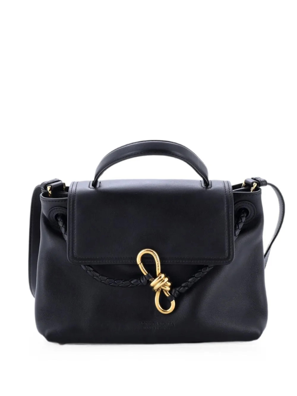 Ciao Ciao Top Handle Bag Leather with Intrecciato Detail Small Satchel by Bottega Veneta Pre-Owned