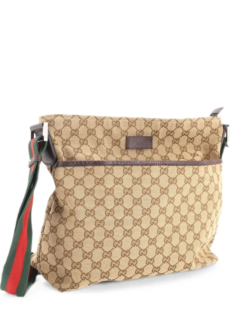 Front Pocket Web Messenger GG Canvas Medium Crossbody Bag