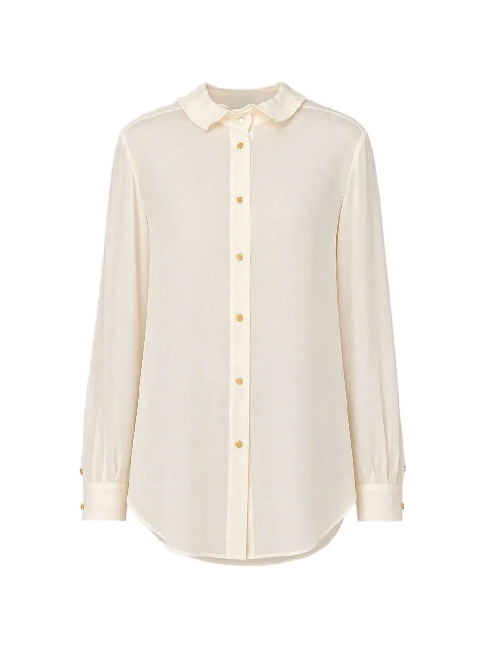 Rounded-Tip Collar Long-Sleeved Shirt