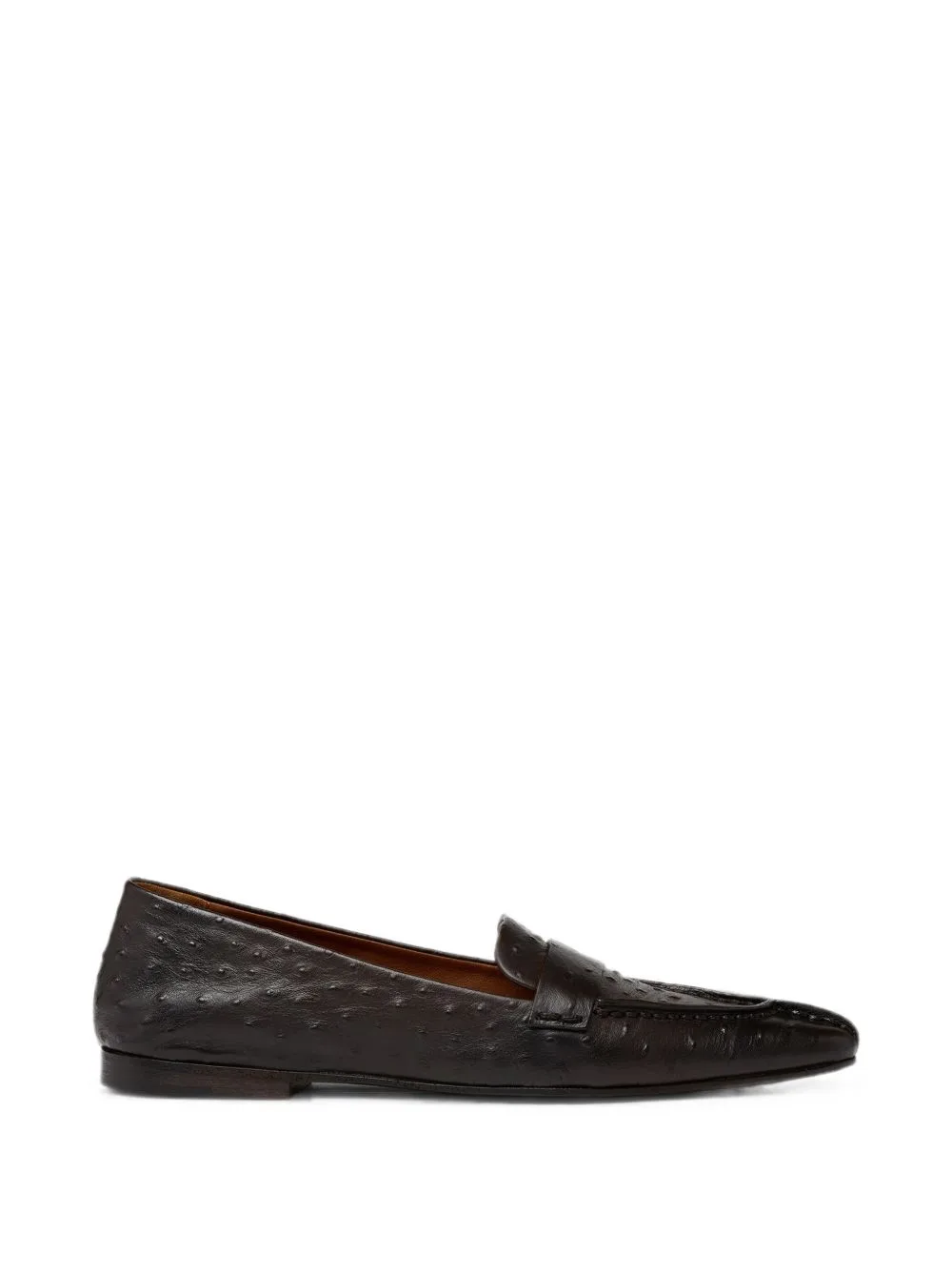 Ostrich-Effect Pointed-Toe Suede Loafers