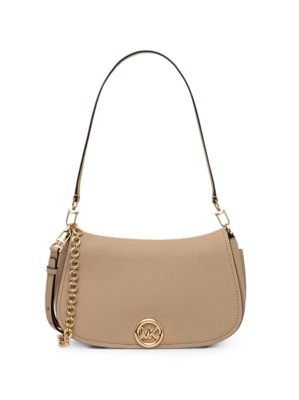 Pebbled Leather Chain-Link Shoulder Bag