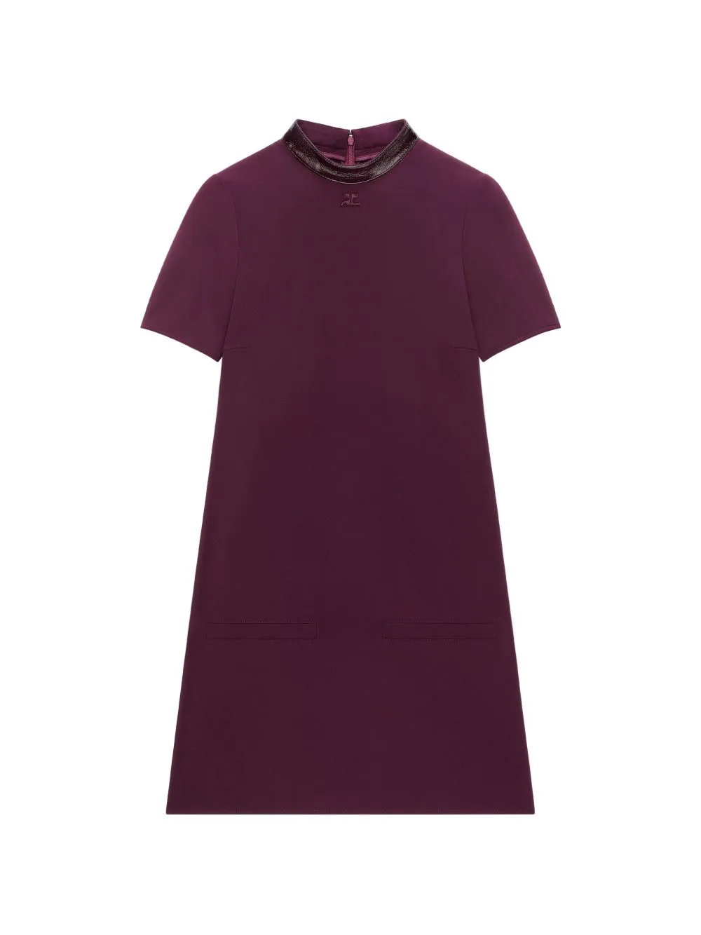 Vinyl-Collar A-Line Mini Dress