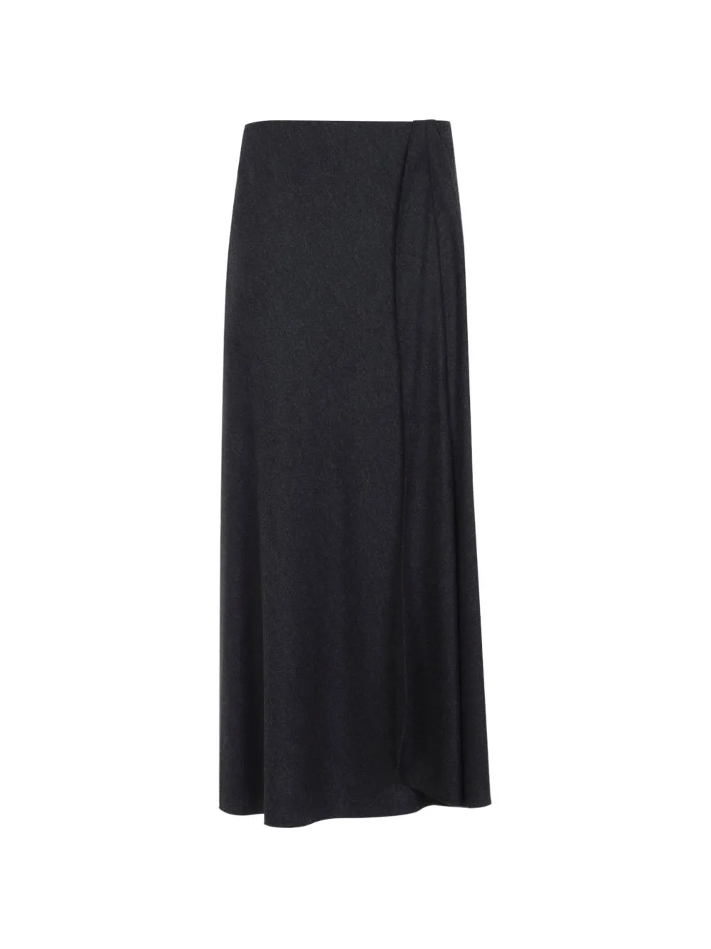 Draped Wool Maxi Skirt