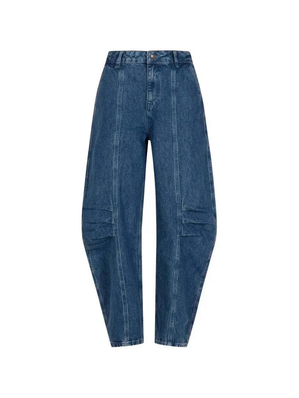 Seam-Detail Pleated Jeans