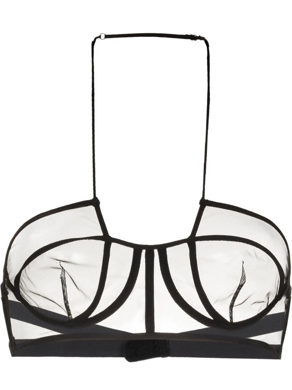 Sheer Panelled Halterneck Bra