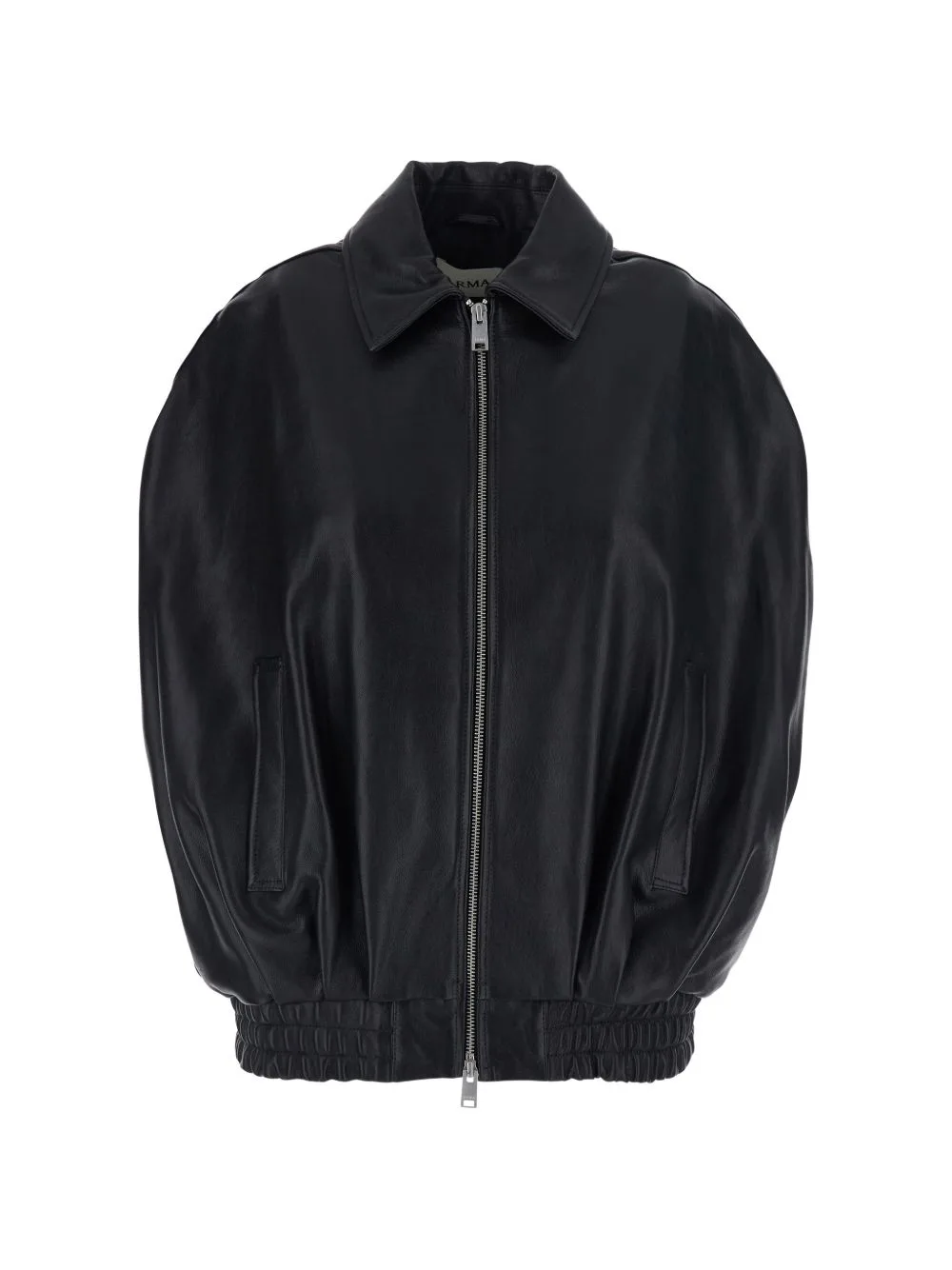 Bina Elasticated-Hem Leather Jacket