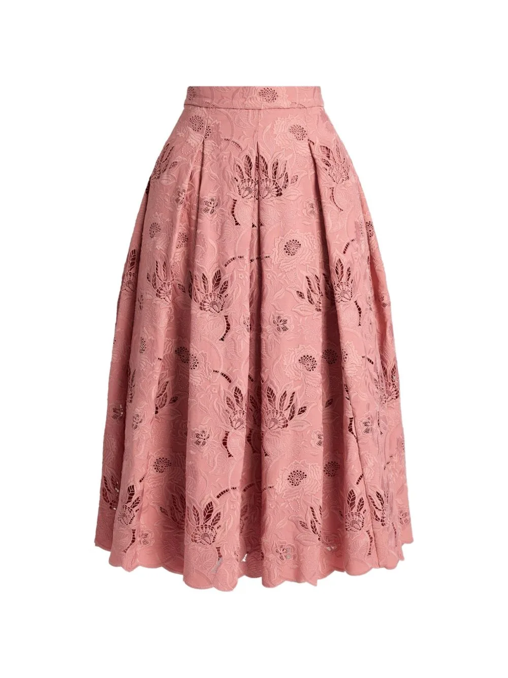 Floral-Cutwork Pleated Skirt