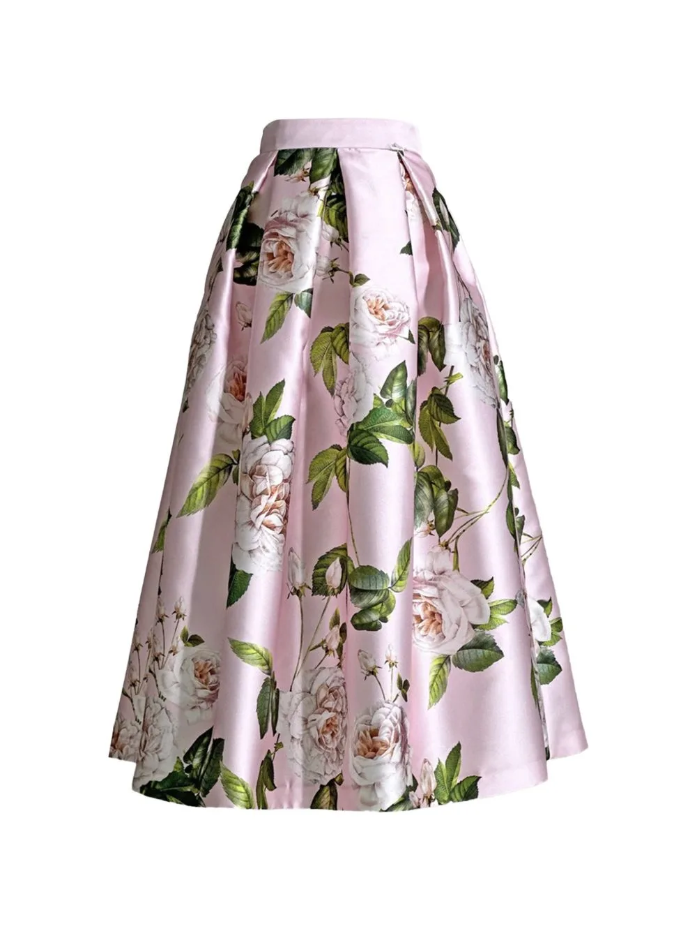 Floral-Print Pleated Maxi Skirt