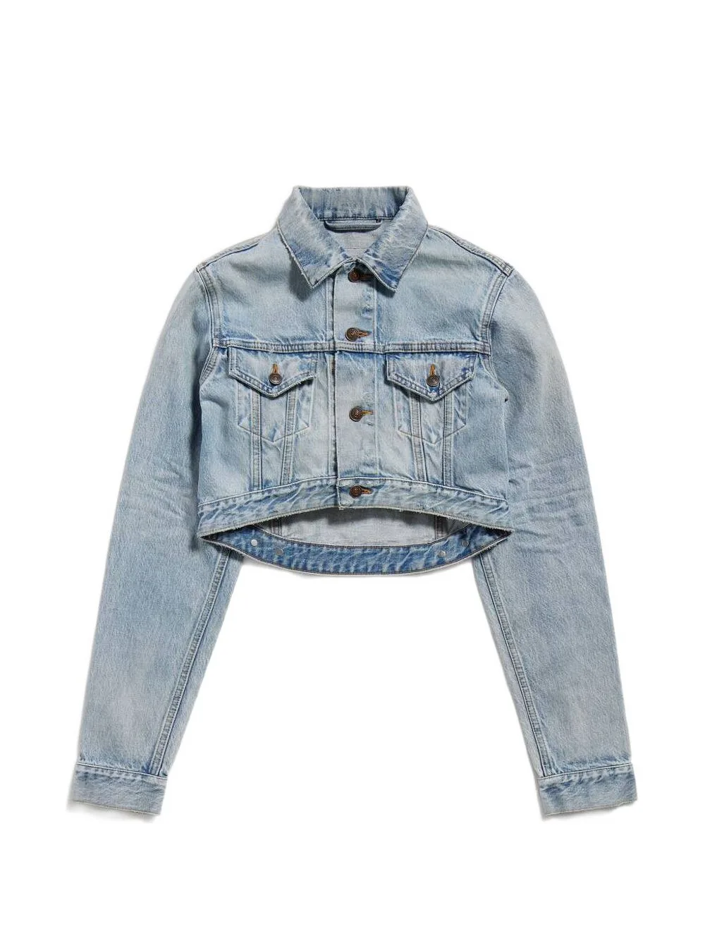 Cropped Distressed Denim Jacket