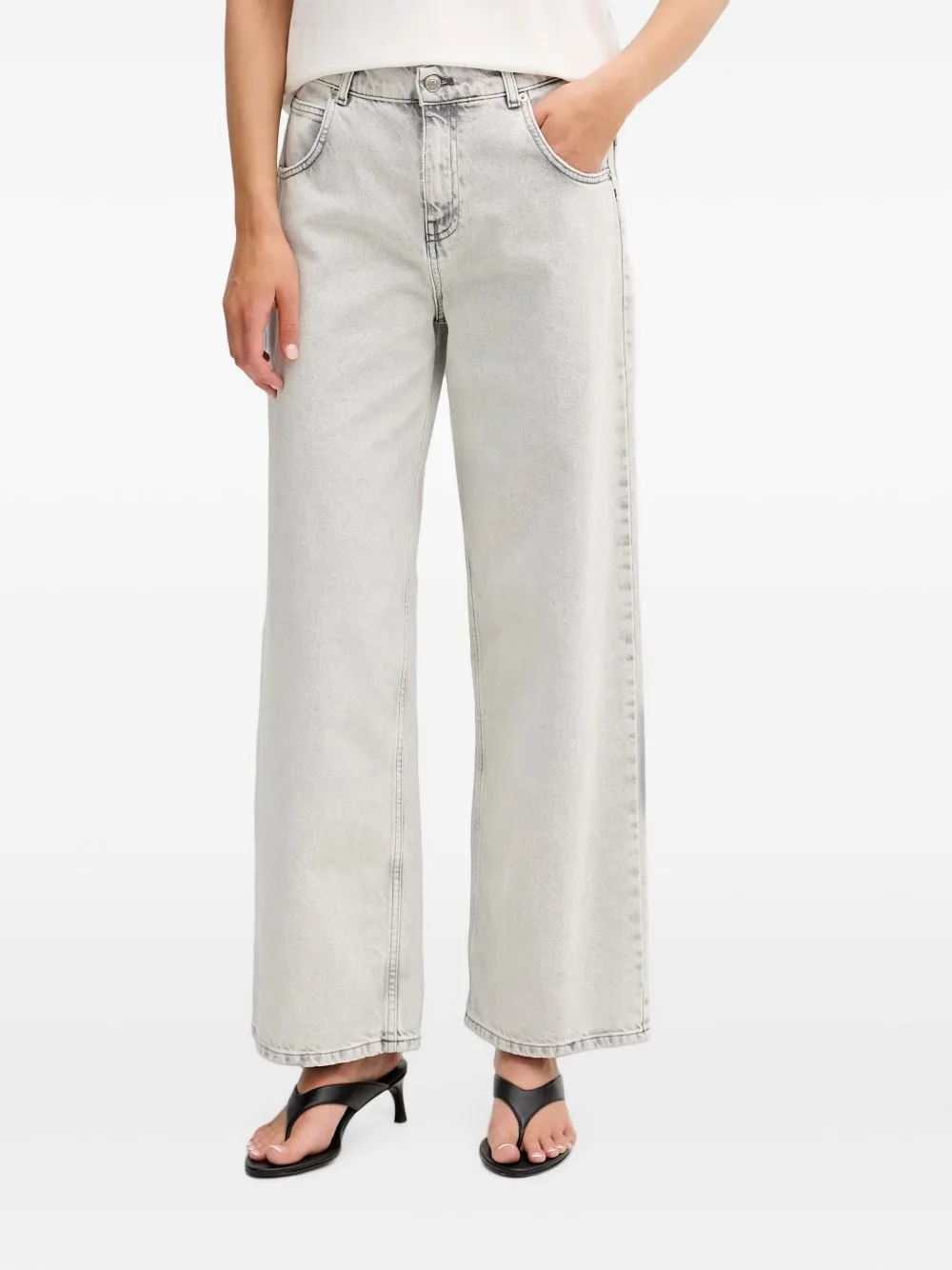 Acid-Wash Wide-Leg Jeans