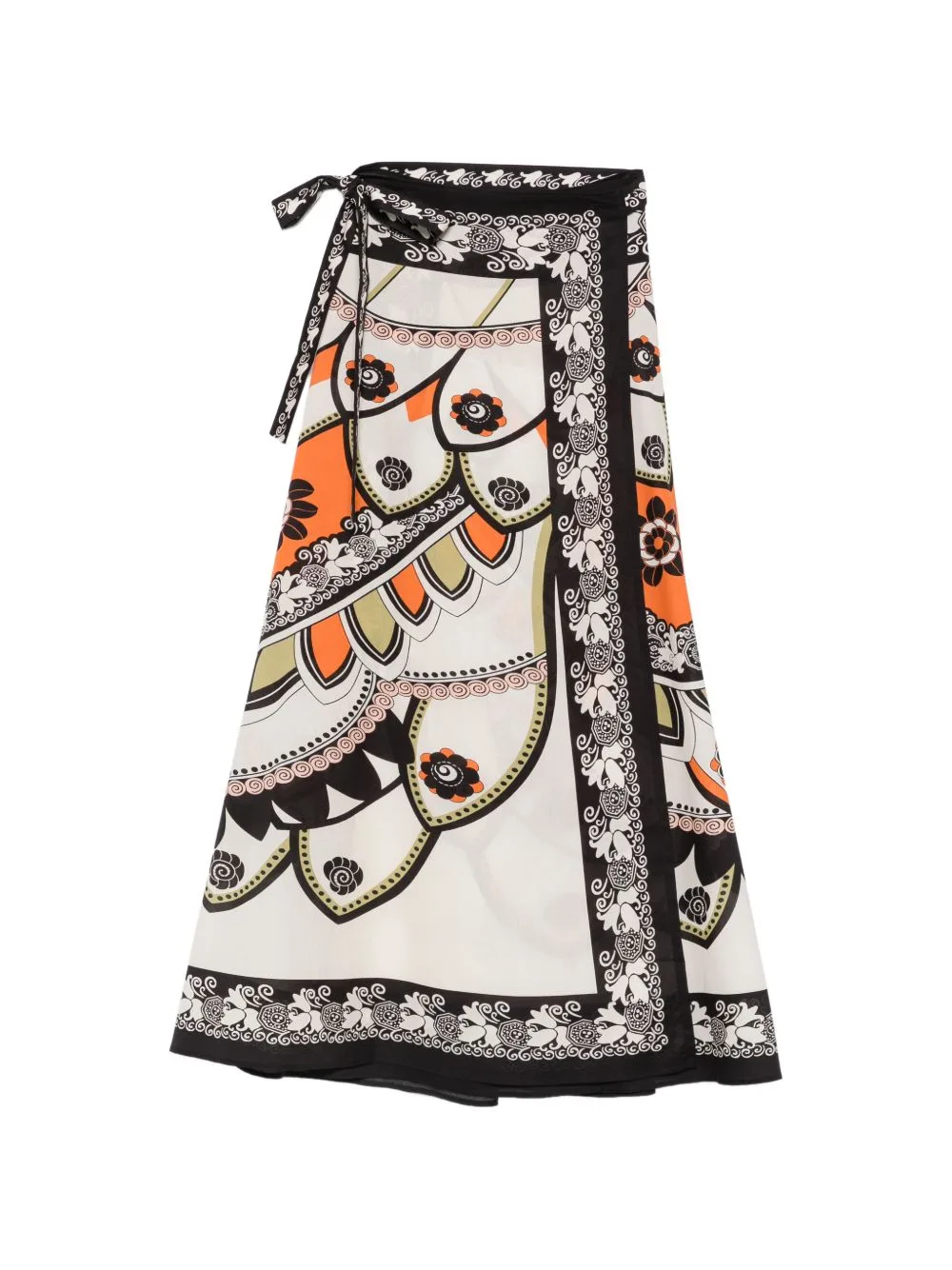 Graphic-Print Wrap Skirt