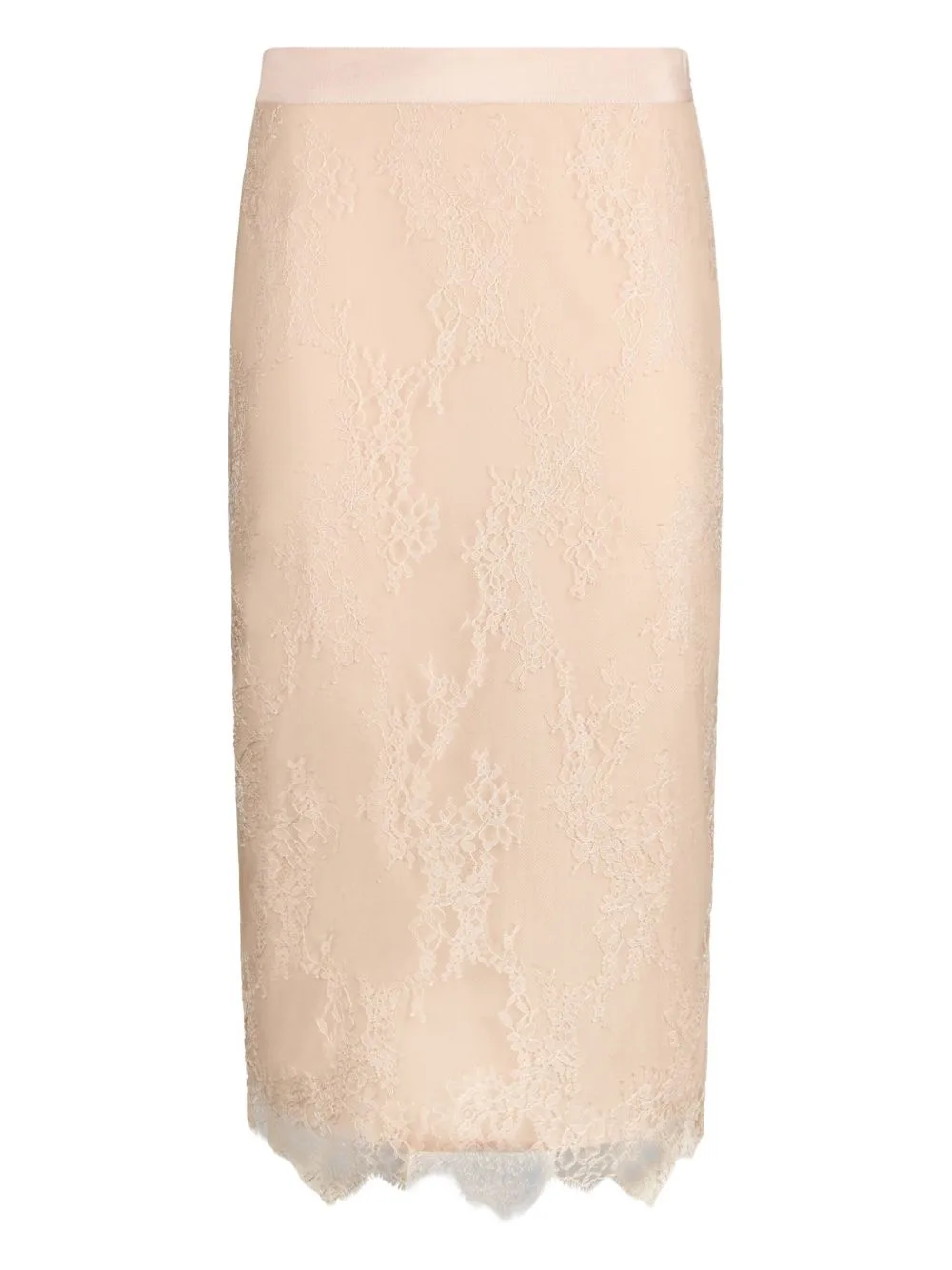 Lace Scalloped-Hem Mid Skirt
