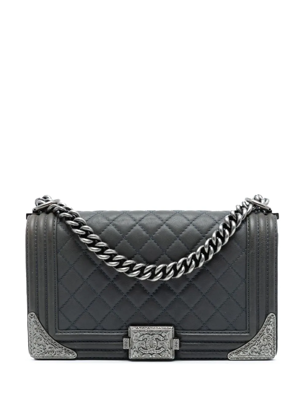 2014 Paris Dallas Old Medium Quilted Calfskin Cowboy Boy Flap Shoulder Bag