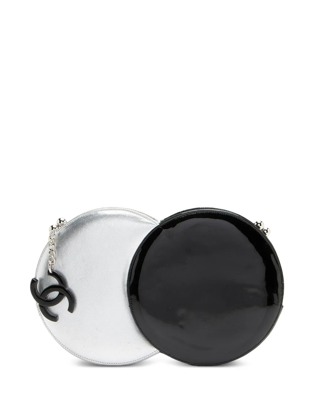 Double Circle Metallic Leather Clutch Bag