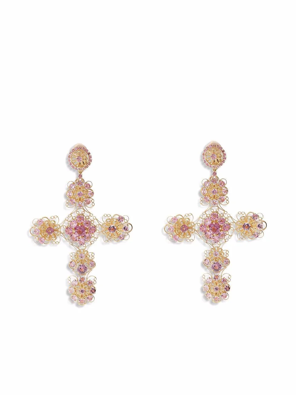 18K Yellow Gold Filigree Tourmaline Earrings