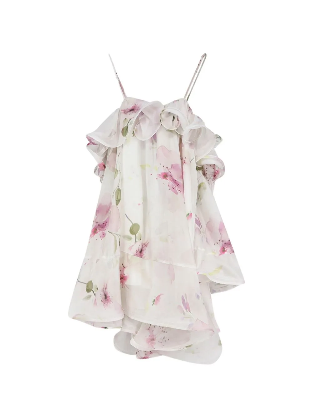Floral-Print Ruffled Mini Dress