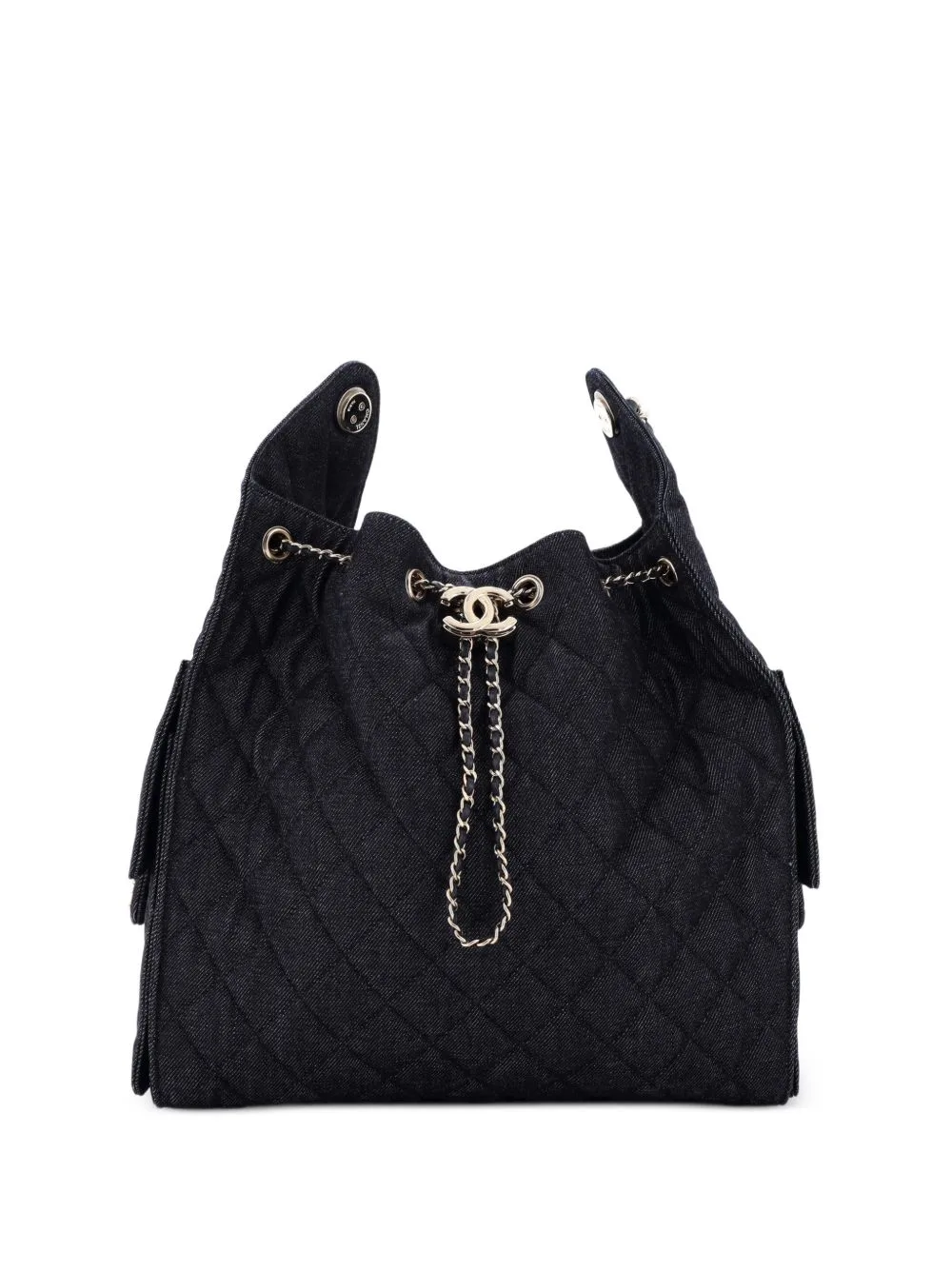 25 Quilted Denim Medium Hobo Bag