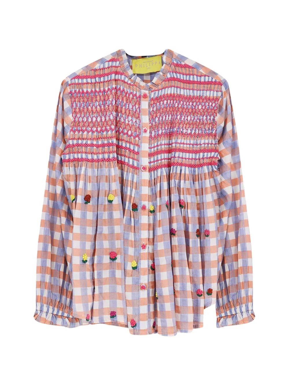 Adriana Embroidered Gingham Blouse